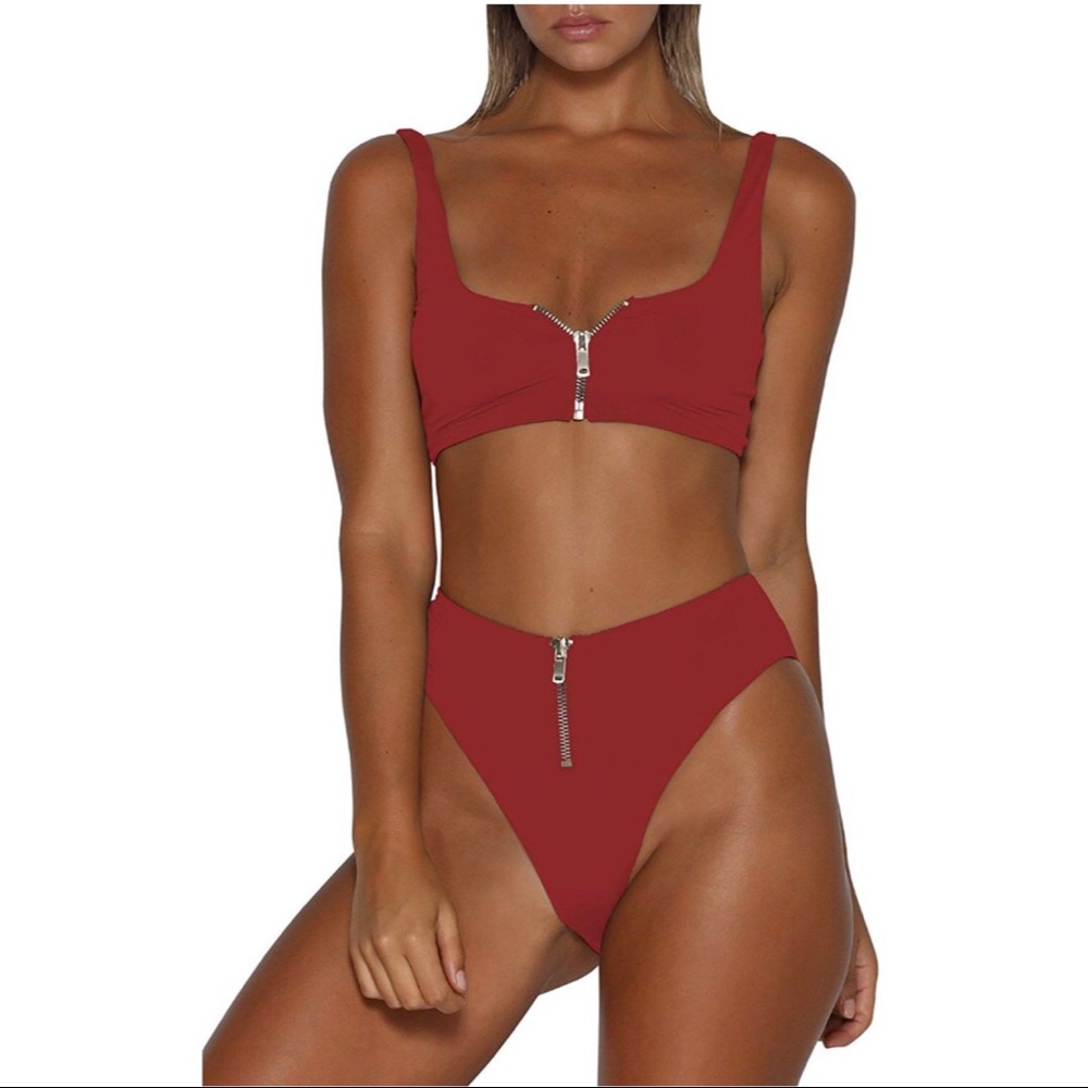 zip up bathing suit - Picture 2 of 5
